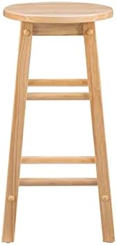 Linon Natural Barstool with Round Seat, 24-Inch