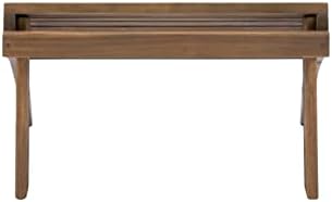Linon Home Dcor Linon Adirondack Woodstock Ottoman, Teak Stain, Acorn, 21.6&q...