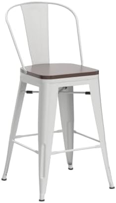 24" Swivel Bar Stools Set of 4 Metal Counter Height Chairs Off-White