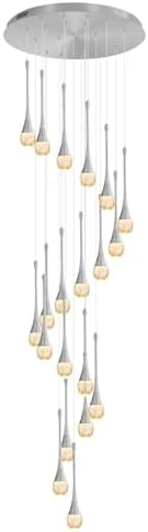 ykolupty H138 Modern Chandelier for High Ceiling 26-Lights Chrome Raindrop Ch...