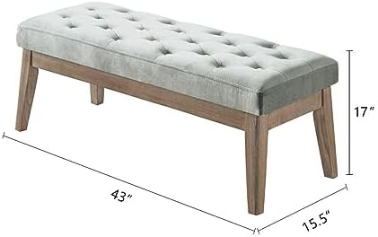 24KF Velvet Upholstered Buttons Tufted Entryway Bench with Solid Wood Leg,Bed...
