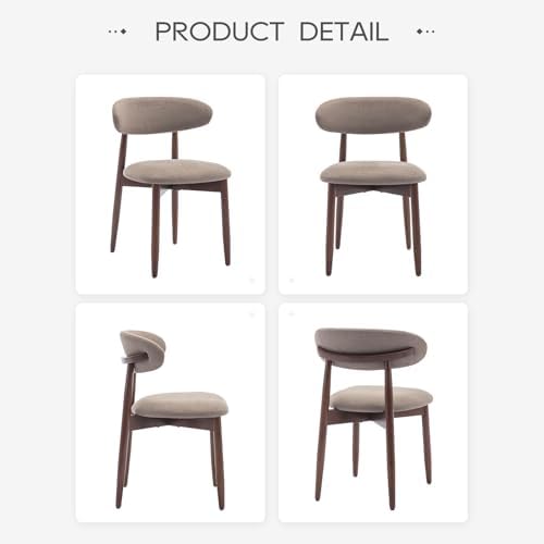 COLAMY Wooden Dining Chairs Set of 2, Upholstered Kitchen Side Chair, Camel