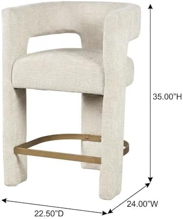 Jofran Gwen Natural Upholstered Counter Stool with Arms – Versatile Barstools...