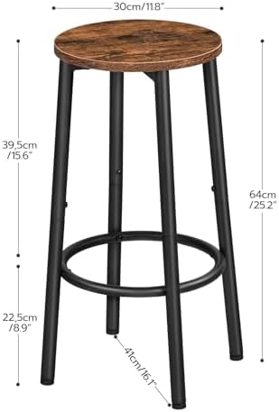 HOOBRO Bar Stools, Set of 2 Bar Chairs, Kitchen Round Height Stools with Foot...