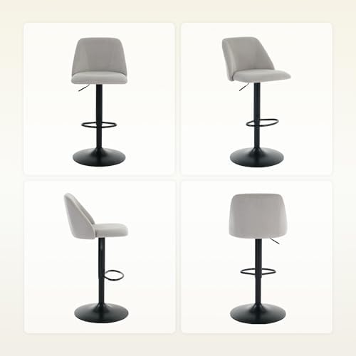 COLAMY Bar Stools Set of 4, Modern Swivel Bar Chairs, Adjustable Upholstered ...