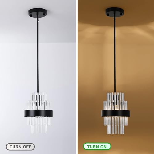 Pendant Light Fixtures, 7inch Modern Glass Pendant Lights, Matte Black Kitche...