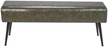 VEVOR Leather Bedroom Bench, PU Leather Bench with Metal Legs and with Stitch...