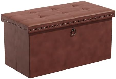 Storage Ottoman, Ottoman Faux Leather Bench, Rectangular Storage Ottoman for ...