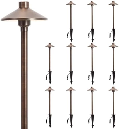 Gardencoin Solid Brass Low Voltage Landscape Pathway Lights (6.7'' Sh...
