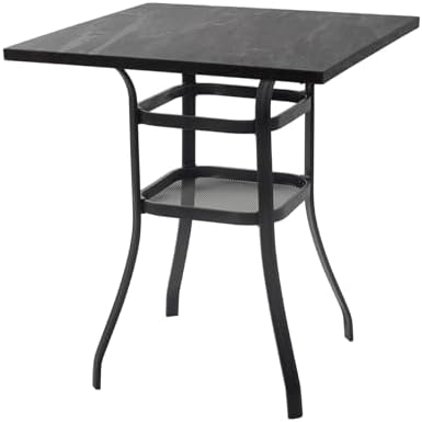Kozyard Outdoor Bar Height Table with Realistic Marble Texture Top, 36" ...