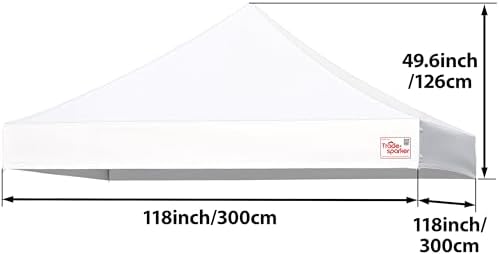 Tradesparker 10x10 Commercial Pop Up Canopy Replacement Top-Windproof D-Rings...