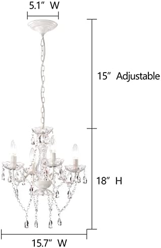 LaLuLa White Chandelier Mini Crystal Chandelier Lighting Hardwired Small Acry...