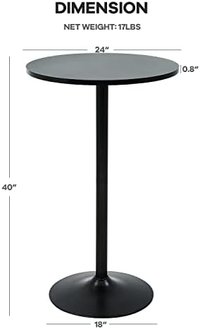 NChanmar Bar Table Round Pub Table Cocktail Bistro High Table with Black Top ...