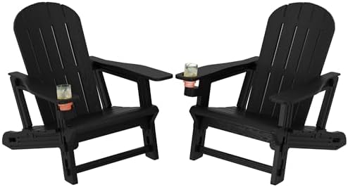 Shintenchi Adirondack Chairs Set of 2,HDPE Adirondack Chairs w/Removable Tabl...