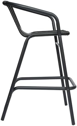 Flash Furniture PE Rattan Indoor/Outdoor Restaurant Barstool, Black, 2-Pack