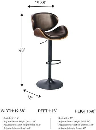 Signature Design by Ashley Adjustable Height Swivel Bar Stool, Dark Brown