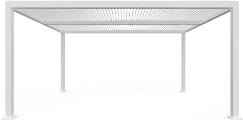 PURPLE LEAF Louvered Pergola 12' x 16' with LED Adjustable Aluminum O...
