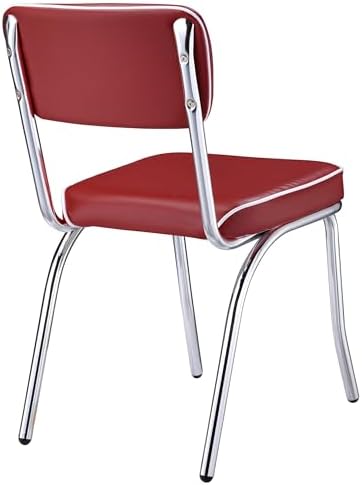 Coaster Home Furnishings Retro Set of 2 Open Back Dining Side Chairs Faux Lea...