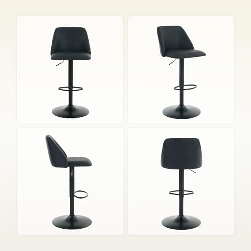 COLAMY Bar Stools Set of 4, Modern Swivel Bar Chairs, Adjustable PU Leather U...