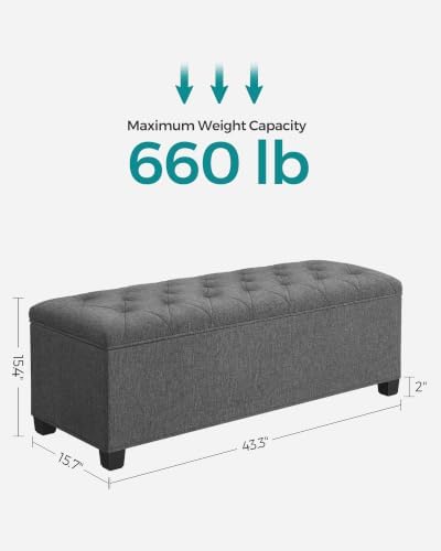 SONGMICS Storage Ottoman Bench, Foot Rest with Legs, Load up to 661.4 lb