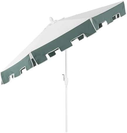 JONATHAN Y Baiona 9 ft. Outdoor Market Patio Umbrella, White/Green