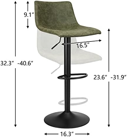 Finnhomy Bar Stools Set of 2 Counter Height, Swivel Barstools with Footrest a...