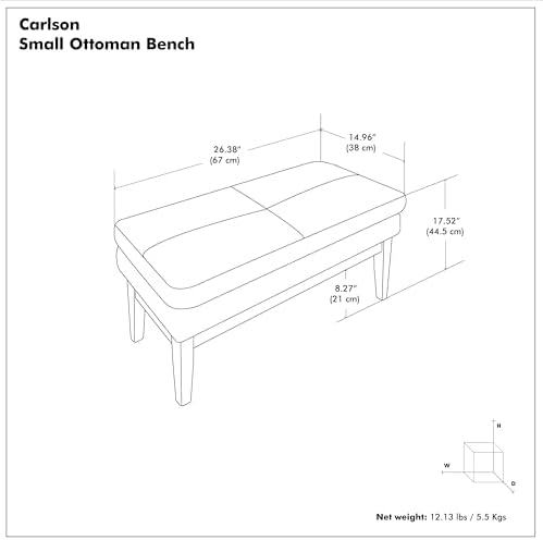 SIMPLIHOME Carlson 27" Wide Woven Fabric Rectangle Ottoman in Greige