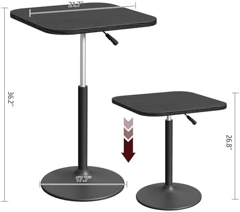 MAHANCRIS Bar Table, Height-Adjustable Pub Table 26.8-36.2 Inches, Cocktail T...