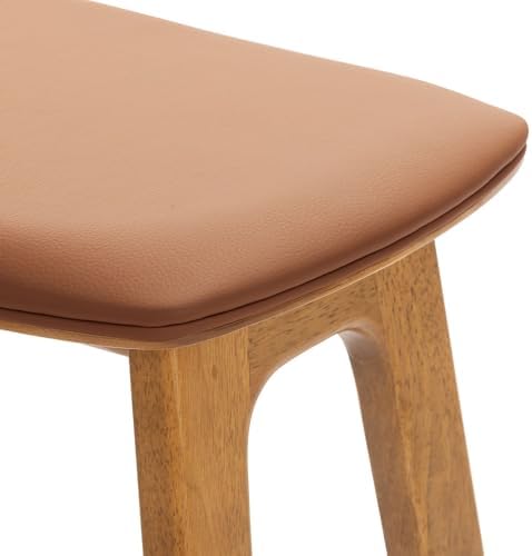 Plank+Beam Beryl Bar Stool, Upholstered, Set of 2, Pecan/Toffee