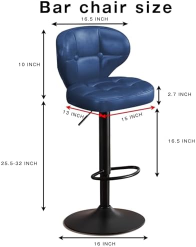 Bar Stools Set of 4, Adjustable Swivel Bar Chairs with 360° Rotation, Padded ...