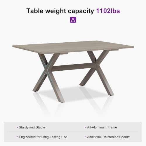 PURPLE LEAF Patio Dining Set for 6 with Cushions Champagne with Cover