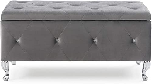 AC Pacific Glam 38 Inches Storage Ottoman Bench for Entryway, Hallway, Living...