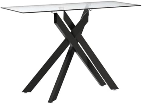 Edwin's Choice Black Glass Console Table Narrow Sofa Table with Grey Temp...