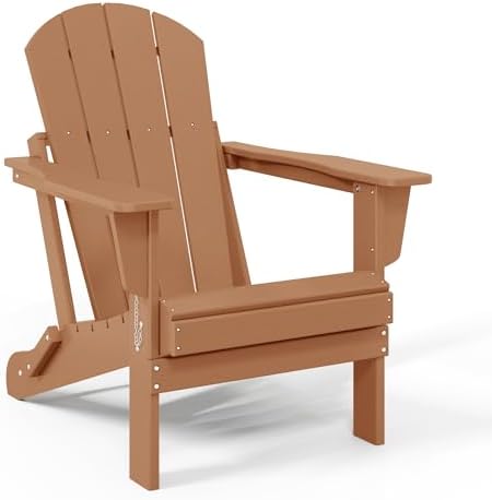 WestinTrends Malibu 2 Piece Set Outdoor Folding Poly Adirondack Chair, Teak