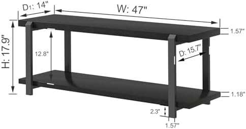 EXCEFUR Entryway Bench, Modern Wood and Metal Storage Bench for Hallway, Indu...