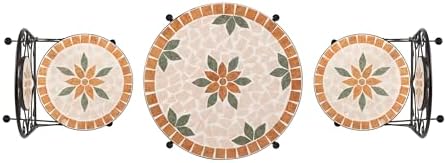 Alpine Corporation Indoor/Outdoor 3-Piece Mosaic Bistro Set Folding Table and...