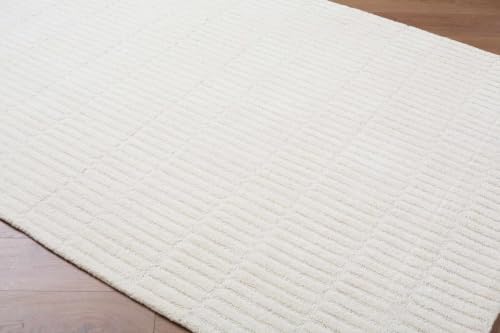 Hauteloom Finial Wool Living Room, Bedroom Area Rug - Neutral Modern Minimali...
