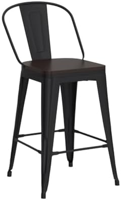 Aklaus Swivel Metal Bar Stools Set of 4 Counter Height Stools Counter Bar Sto...