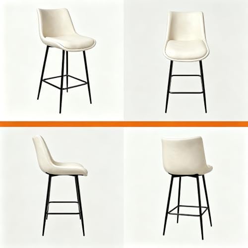 Counter Height Bar Stools Set of 3, FSC Certified Upholstered Faux Leather Ba...