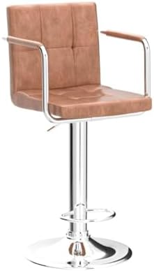 Yaheetech Bar Stools Set of 2 with Backs, Height Adjustable, Retro Brown