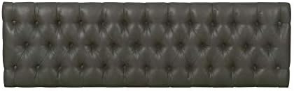 HomePop 52" Button Tufted Decorative Bench with Metal Base - Gray Faux L...