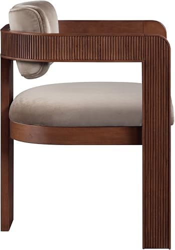 Meridian Furniture Sacha Velvet/Rubberwood Dining Chair, Taupe, Set of 2
