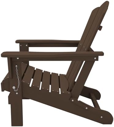 KINGYES Folding Adirondack Chair Set of 2 with Cup Holder, Coffee