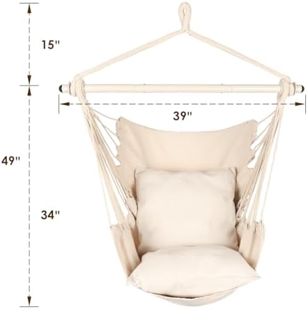 Highwild Hammock Chair Hanging Rope Swing - Max 500 Lbs - 2 Cushions Included...