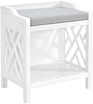 Alaterre Furniture Coventry Bench Stool with Cushion - Pine Wood Bench for En...