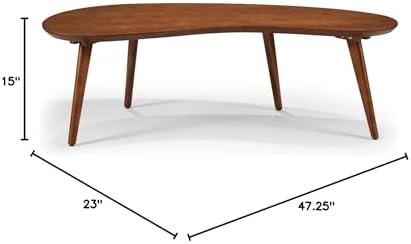 Mid Century Modern Abstract Shaped Coffee Table/Solid Wood/Castanho Finish