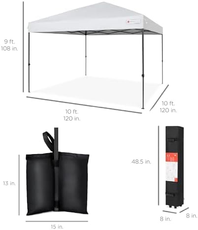 Best Choice Products 10x10ft Pop Up Canopy Tent, Outdoor Shade, 1 Person 1 Mi...