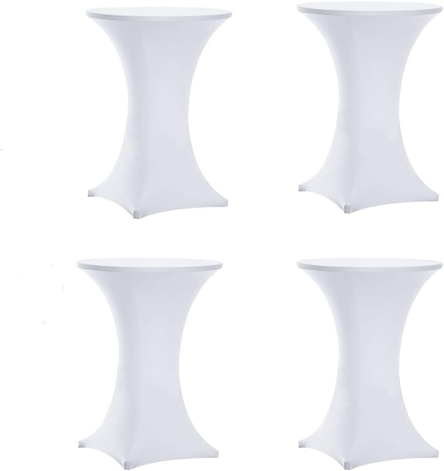 Tina's Cocktail Table Covers White, High Top Table Cloths 4 Pack 30x42 Inch