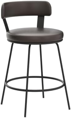 24 Inch Swivel Counter Height Bar Stools Set of 2, Modern Backs, Leather Coun...