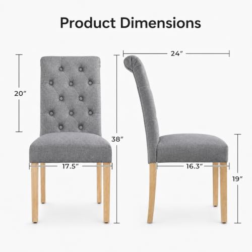 Yaheetech Dining Chairs Set of 2 Modern Upholstered Parson Chairs Dark Gray